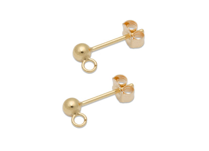 3 mm Kugelohrstecker mit Ring - 14K Gold Filled - albrechtgold