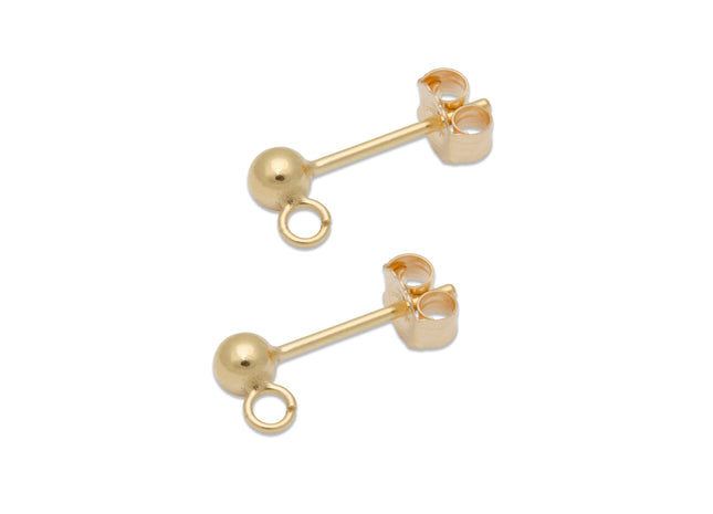3 mm Kugelohrstecker mit Ring - 14K Gold Filled - albrechtgold